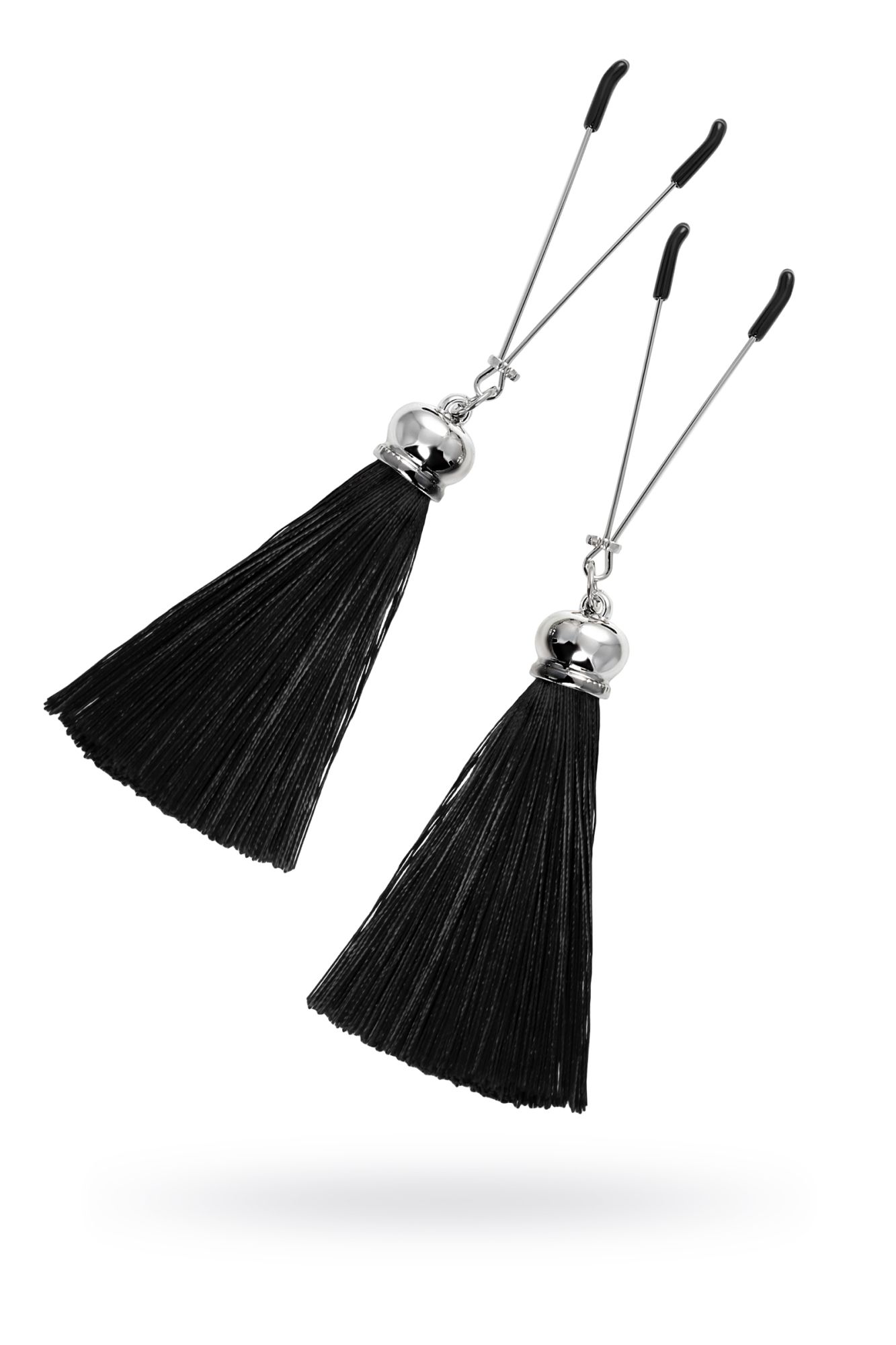 зажимы на соски pecado bdsm, «вилки», с кисточками из шелка, металл, черные в Воронеже