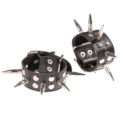 наручники кожаные черные с шипами и заклепками 3056-1 в Воронеже