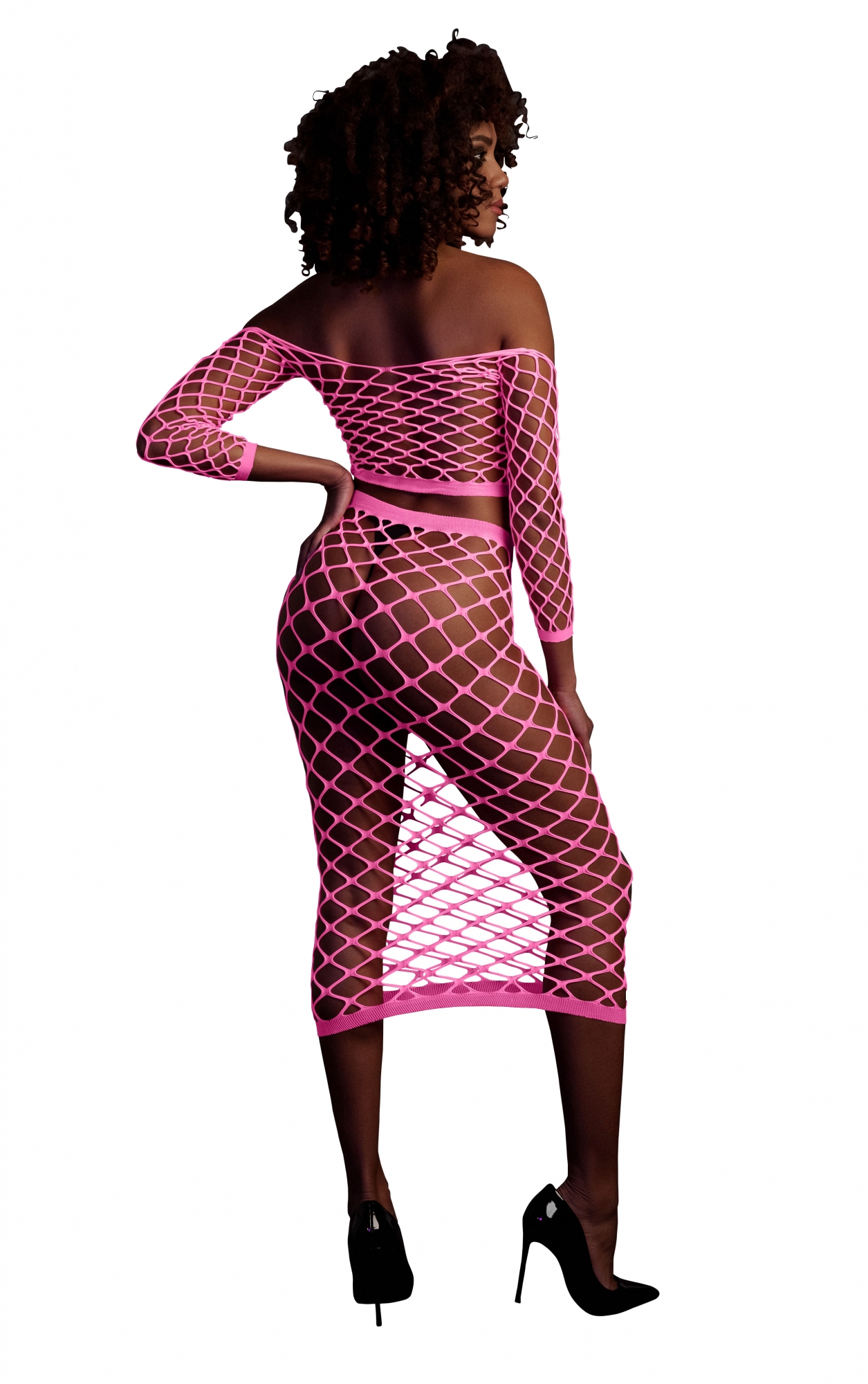 Эротическое топ в комплекте с нижней юбкой long sleeve crop top and long skirt - pink - xs/xl в Воронеже