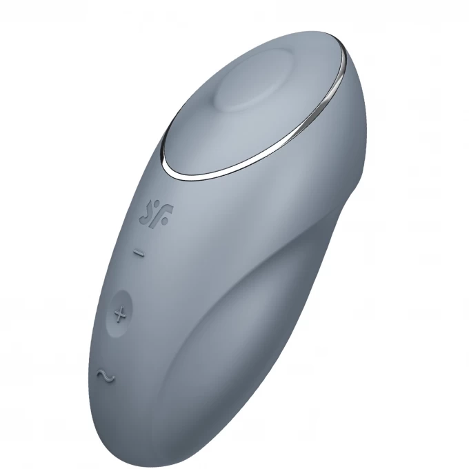 Вибромассажер Satisfyer Tap & Climax 1, силикон, серо-голубой, 11 см