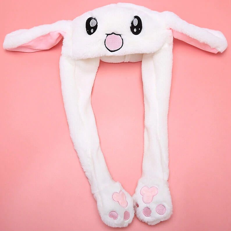 шапка-зайка с двигающимися ушами, белая в Воронеже