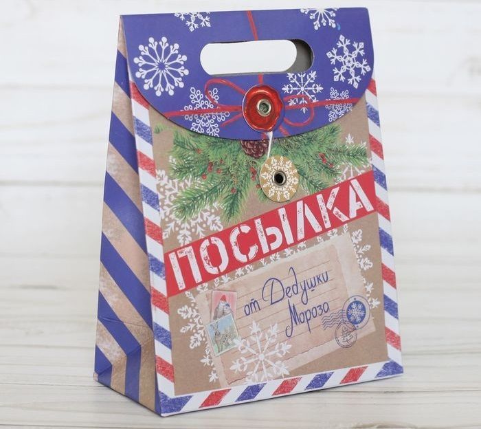 Пакет с клапаном "Посылка от Деда Мороза"