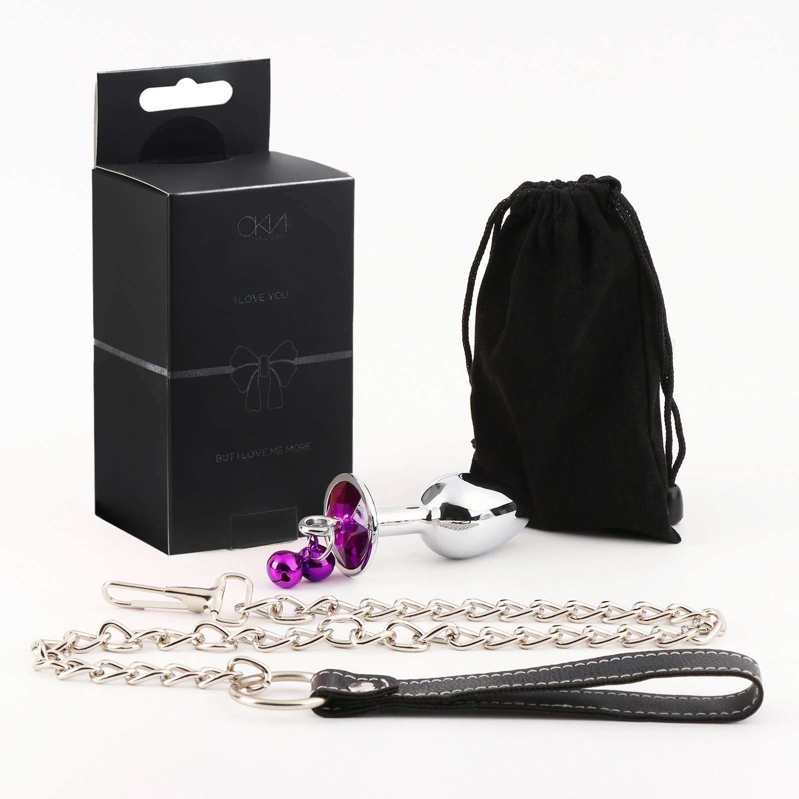 анальная пробка оки-чпоки, с бубенчиками и поводком, кристалл фиолетовый в Воронеже