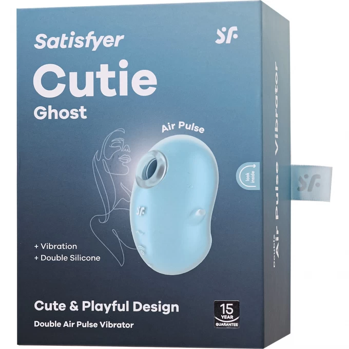 вакуум-волновой стимулятор клитора с вибрацией satisfyer cutie ghost, силикон, голубой, 9,1 см в Воронеже