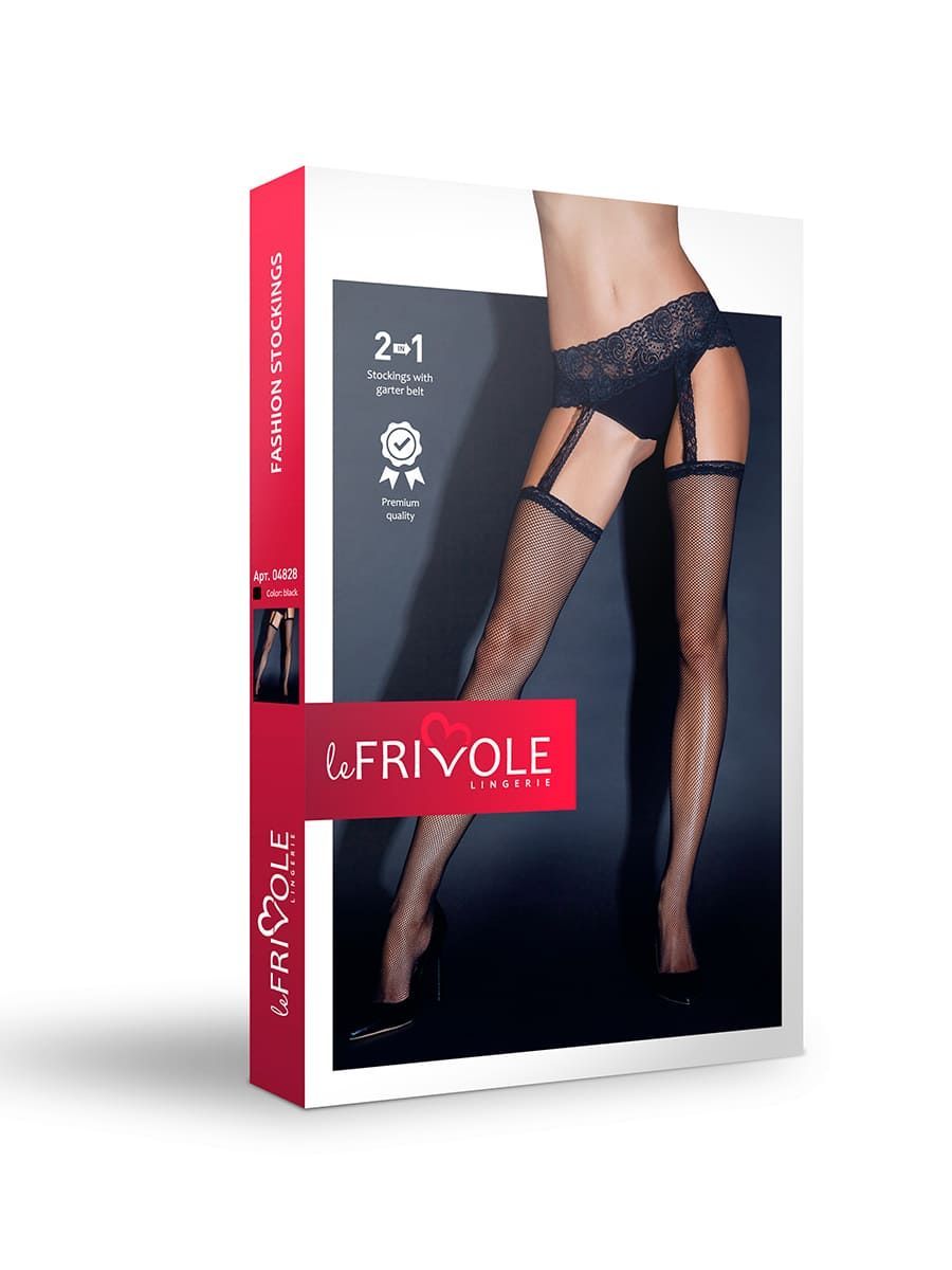 Эротическое чулки с черным кружевным поясом в сетку le frivole sense в Воронеже