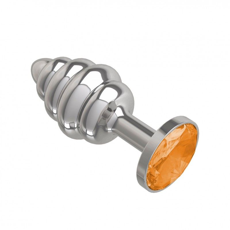 анальная втулка silver spiral с оранжевым кристаллом в Воронеже