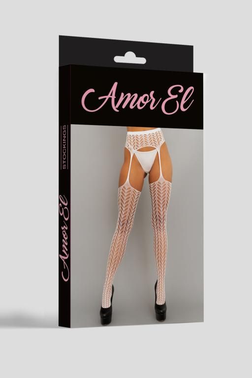 Эротическое колготки (имитация чулок с поясом) amor el (s/l),белые в Воронеже