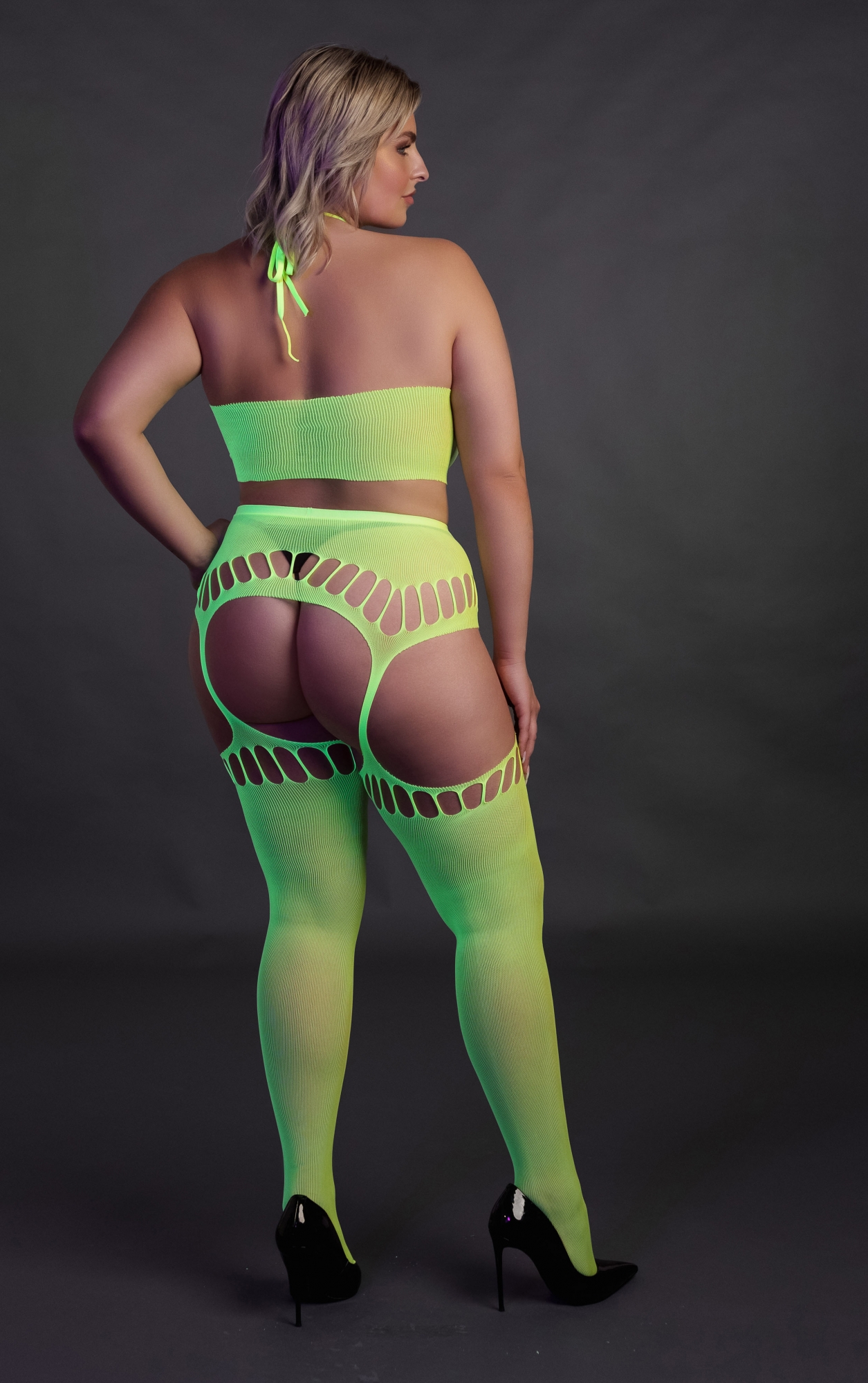 Эротическое топ в комлекте с чулками two piece with crop top and stockings - green - xl/xxxxl в Воронеже