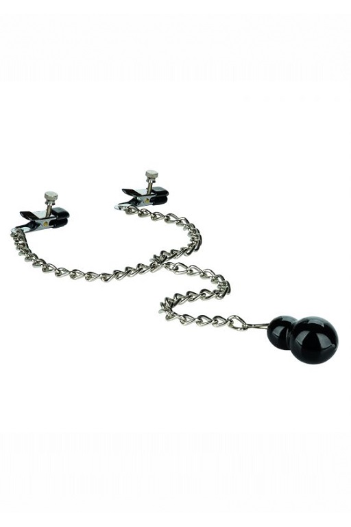 зажимы-прищепки (украшения) для сосков с цепочкой и утяжелителем weighted dual tier nipple clamps в Воронеже