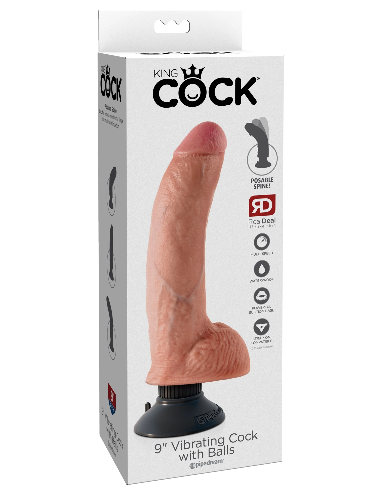 Вибратор King Cock 9" Vibrating Cock with Balls - Flesh Pipedream 540921PD