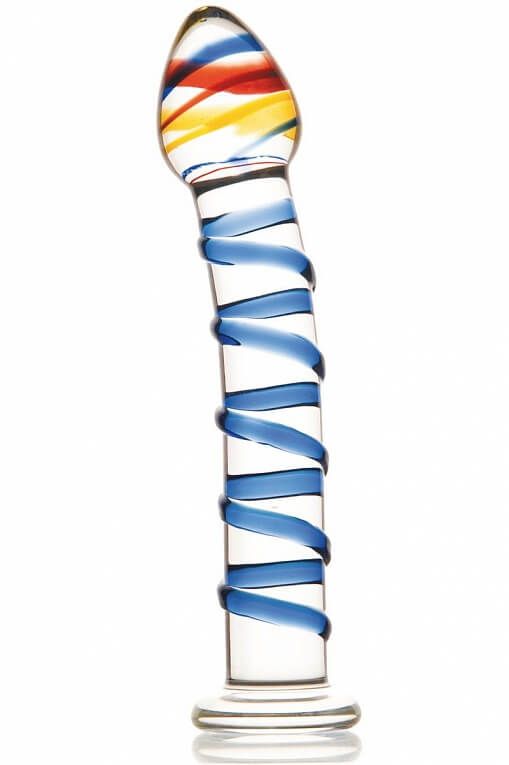 стимулятор стеклянный изогнутый arno 069, синий в Воронеже