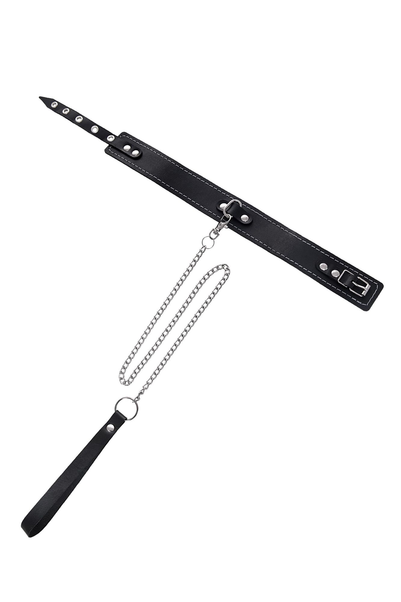 ошейник pecado bdsm, двухслойный с белой строчкой, натуральная кожа, черный в Воронеже