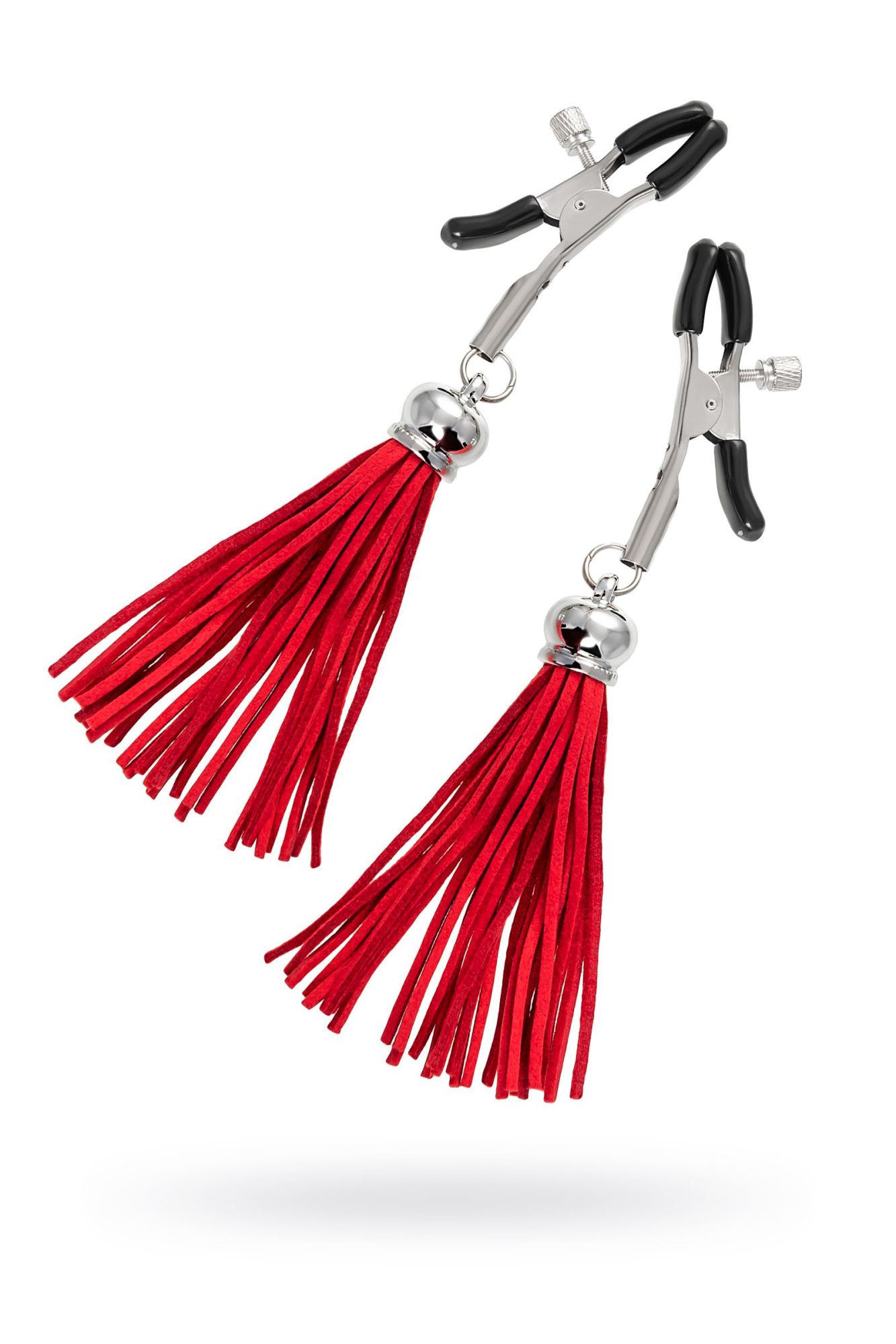 зажимы на соски pecado bdsm, «прищепки», с кисточками из замши, металл, красные в Воронеже