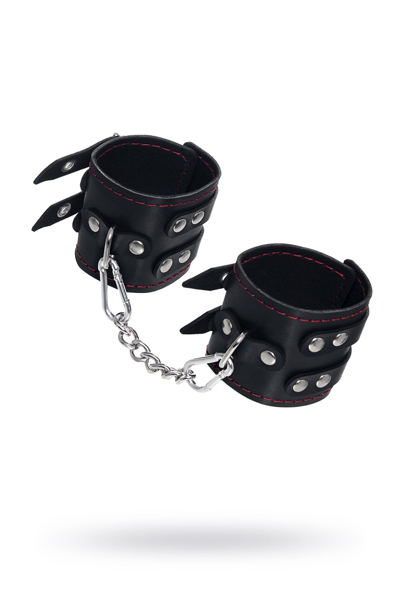 наручники pecado bdsm, с двумя ремнями и черной подкладкой, натуральная кожа, черные в Воронеже