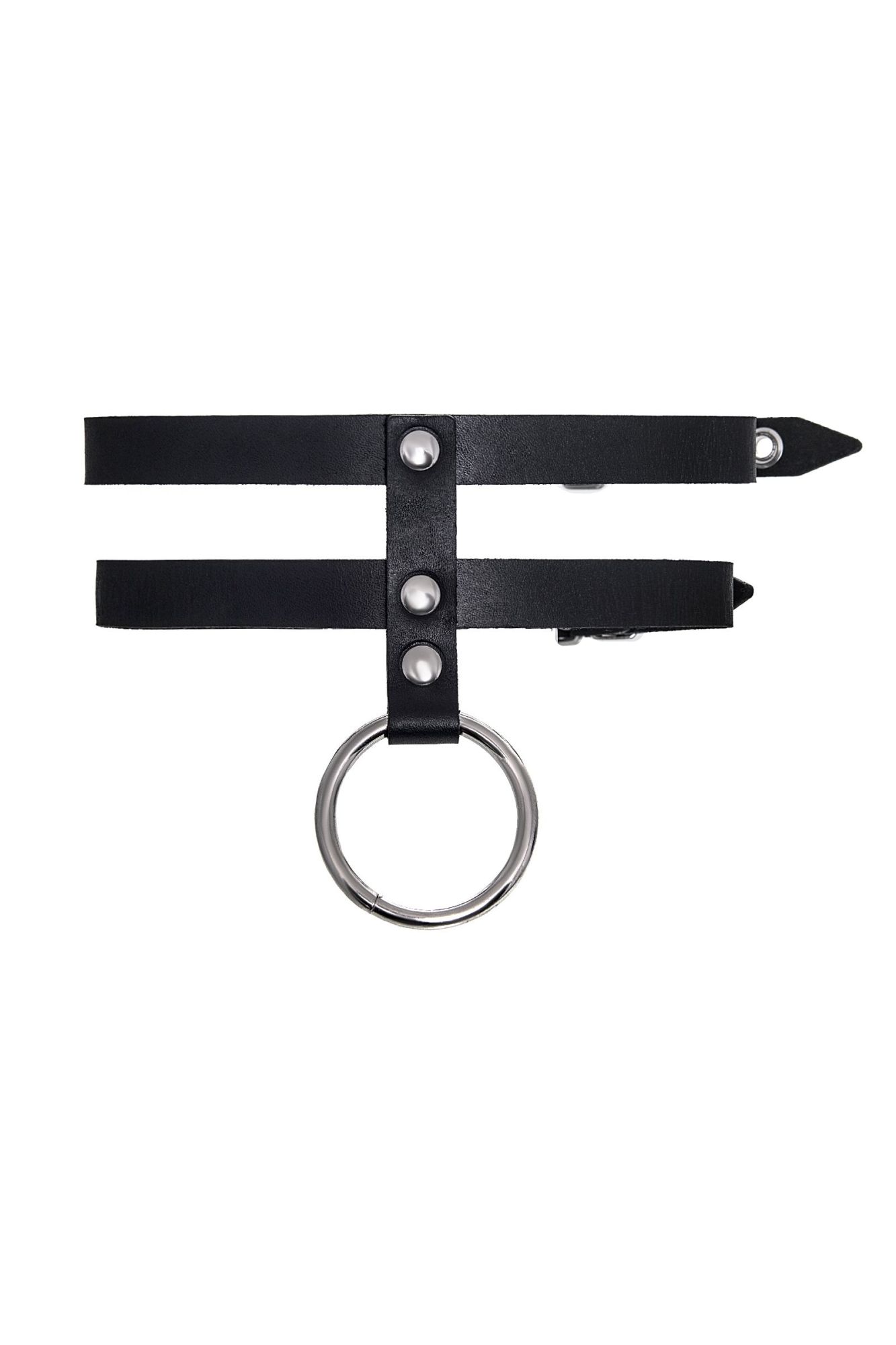 ошейник pecado bdsm, из двух ремешков, натуральная кожа, черный в Воронеже