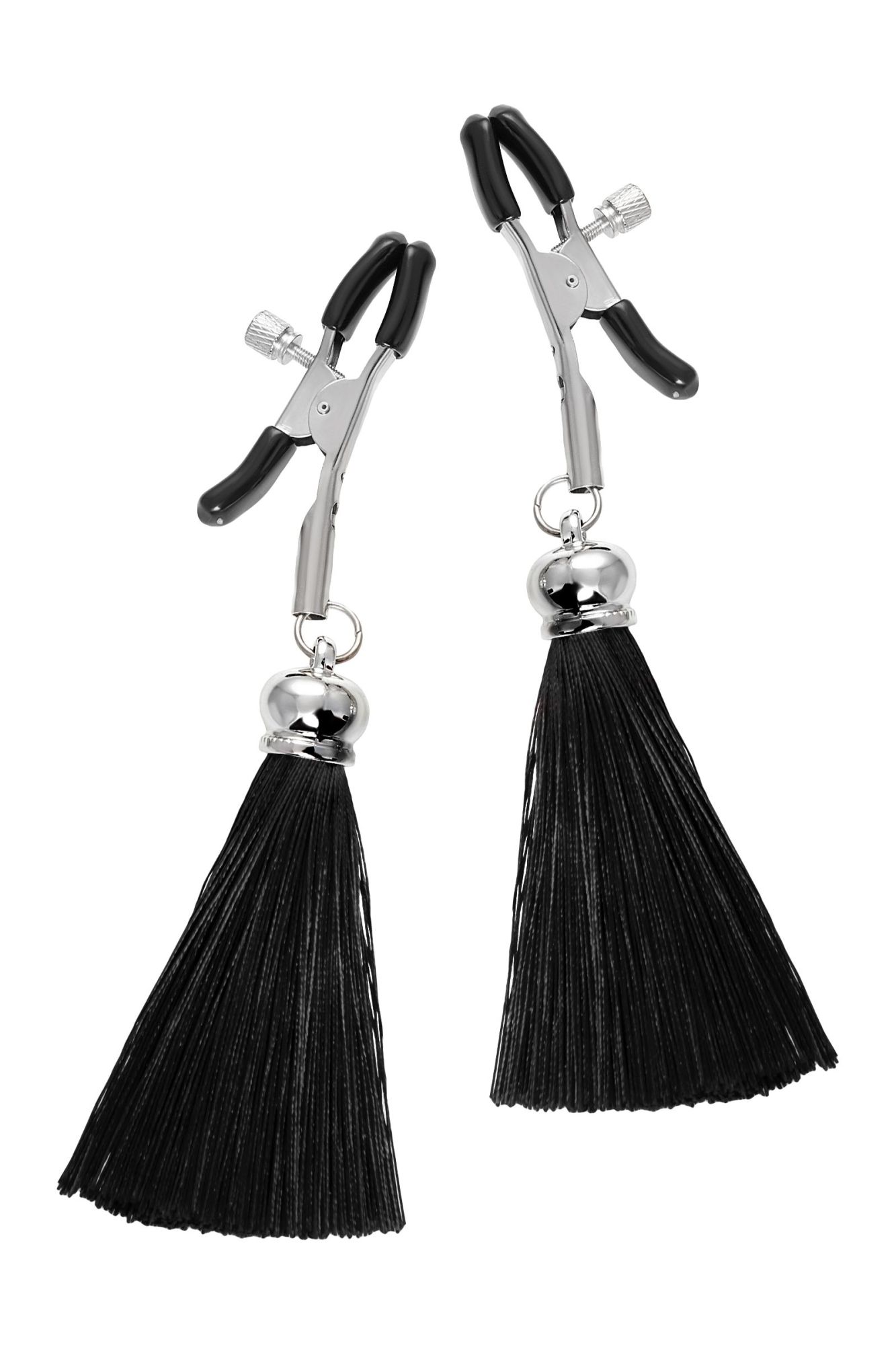 зажимы на соски pecado bdsm, «прищепки», с кисточками из шелка, металл, черные в Воронеже