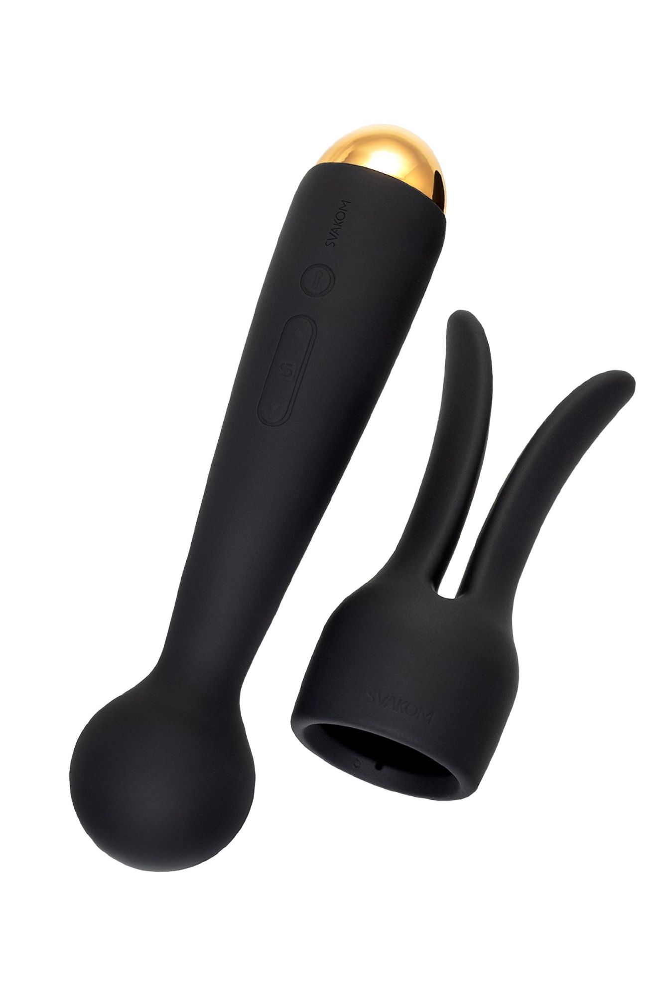 вибратор с насадкой svakom emma neo, силикон, черный, 21 см в Воронеже