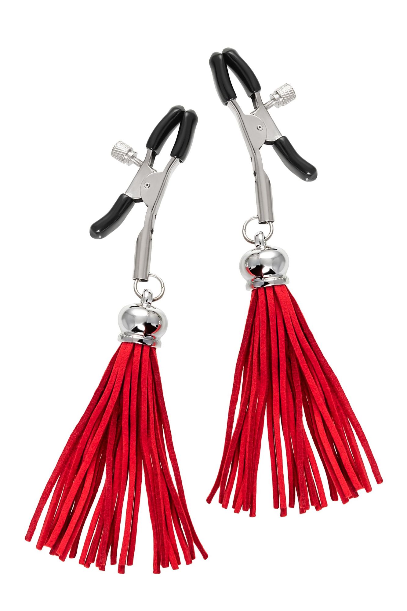 зажимы на соски pecado bdsm, «прищепки», с кисточками из замши, металл, красные в Воронеже