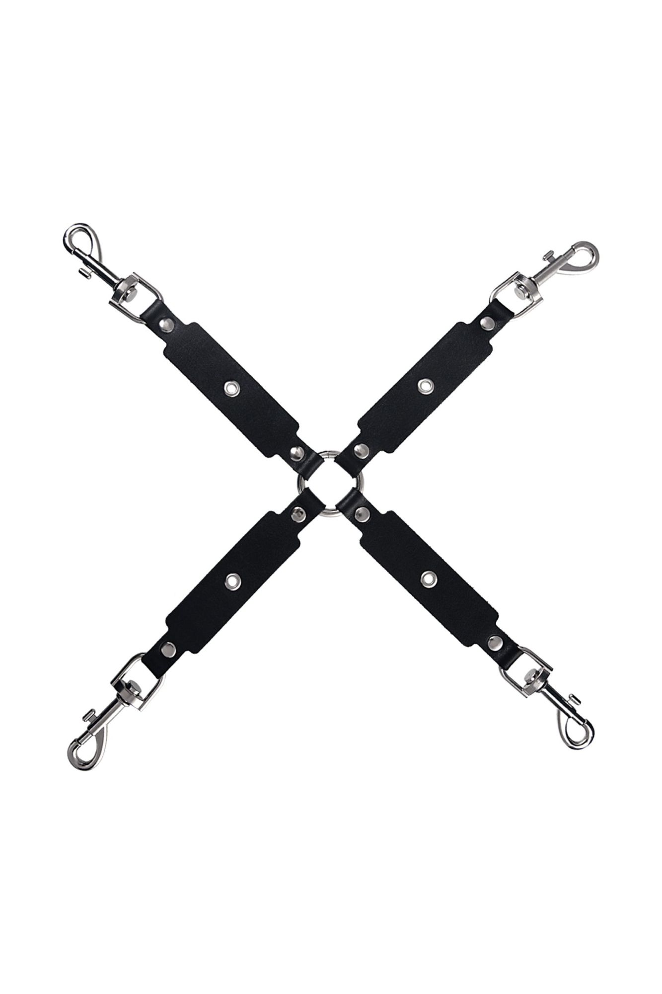 сцепка pecado bdsm, крестообразная с карабинами, для фиксации рук и ног, натуральная кожа, черный в Воронеже