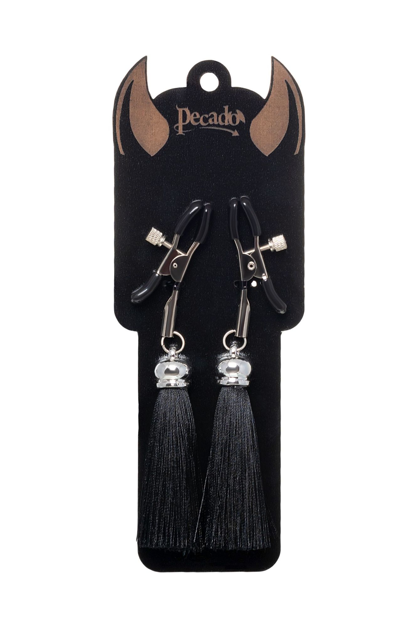 зажимы на соски pecado bdsm, «прищепки», с кисточками из шелка, металл, черные в Воронеже