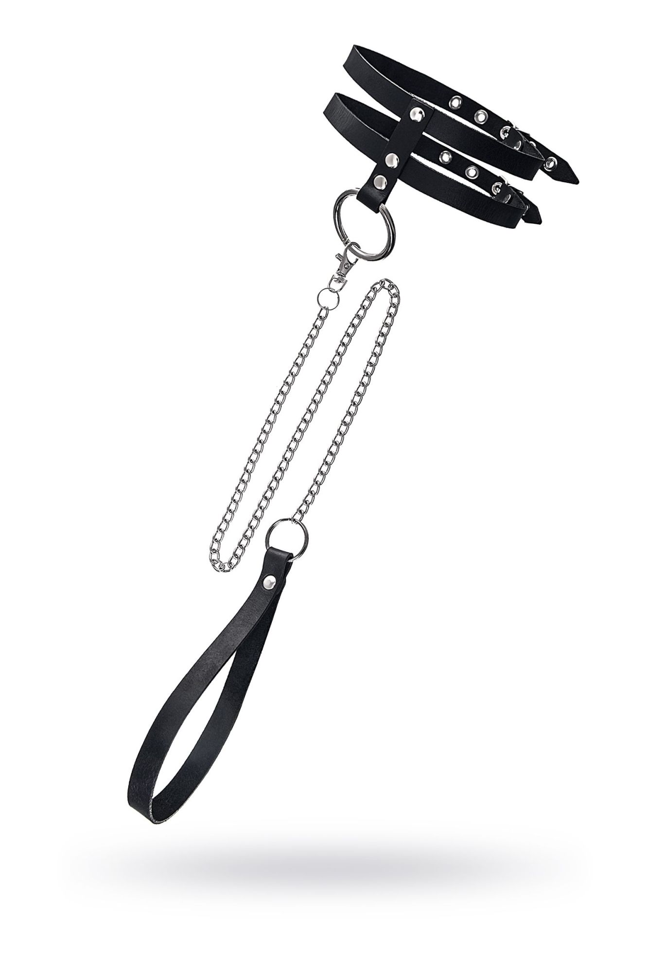 ошейник pecado bdsm, из двух ремешков, натуральная кожа, черный в Воронеже