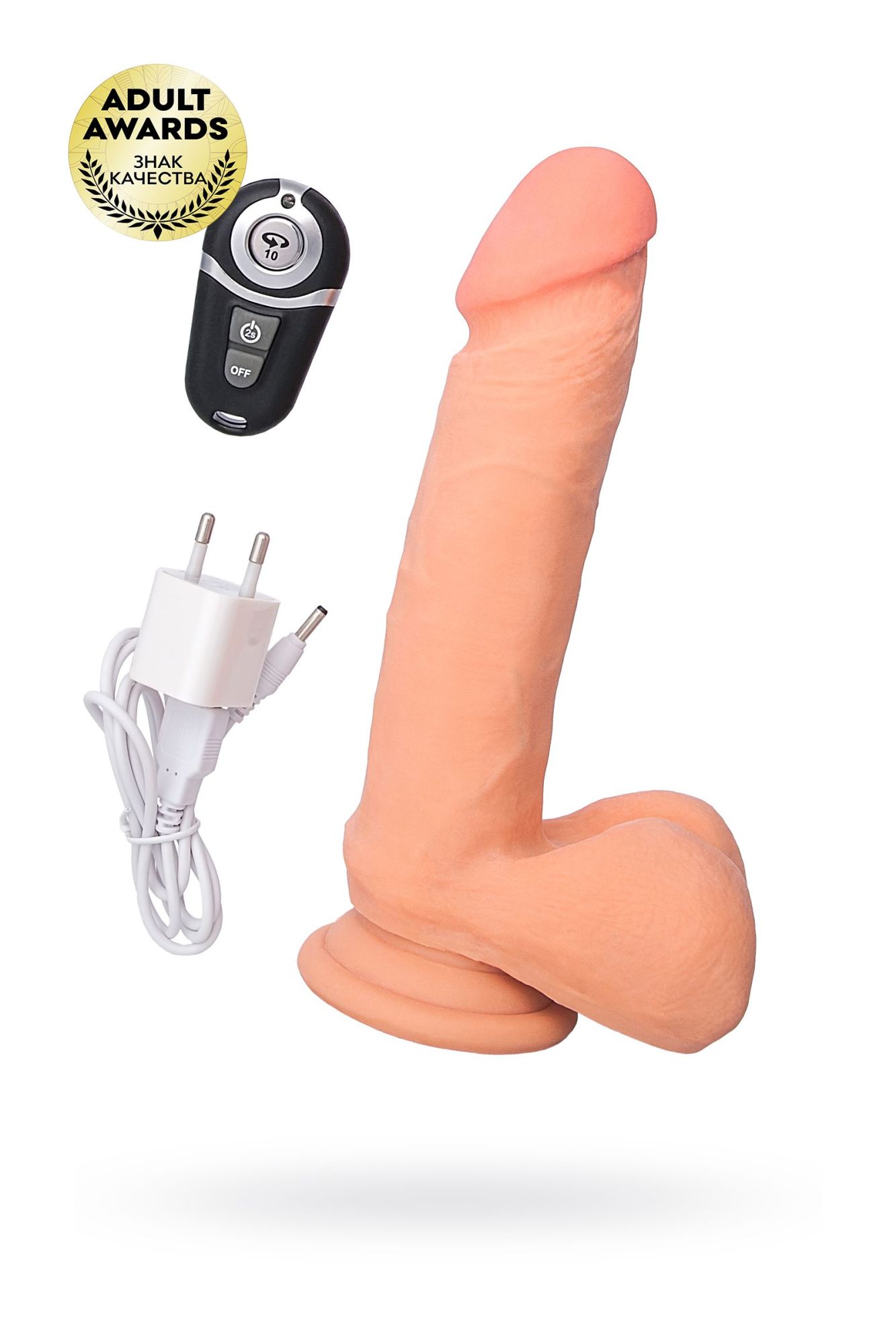 вибратор с пультом ду toyfa realstick elite vibro, tpr, телесный, 10 режимов вибрации, 20 см в Воронеже