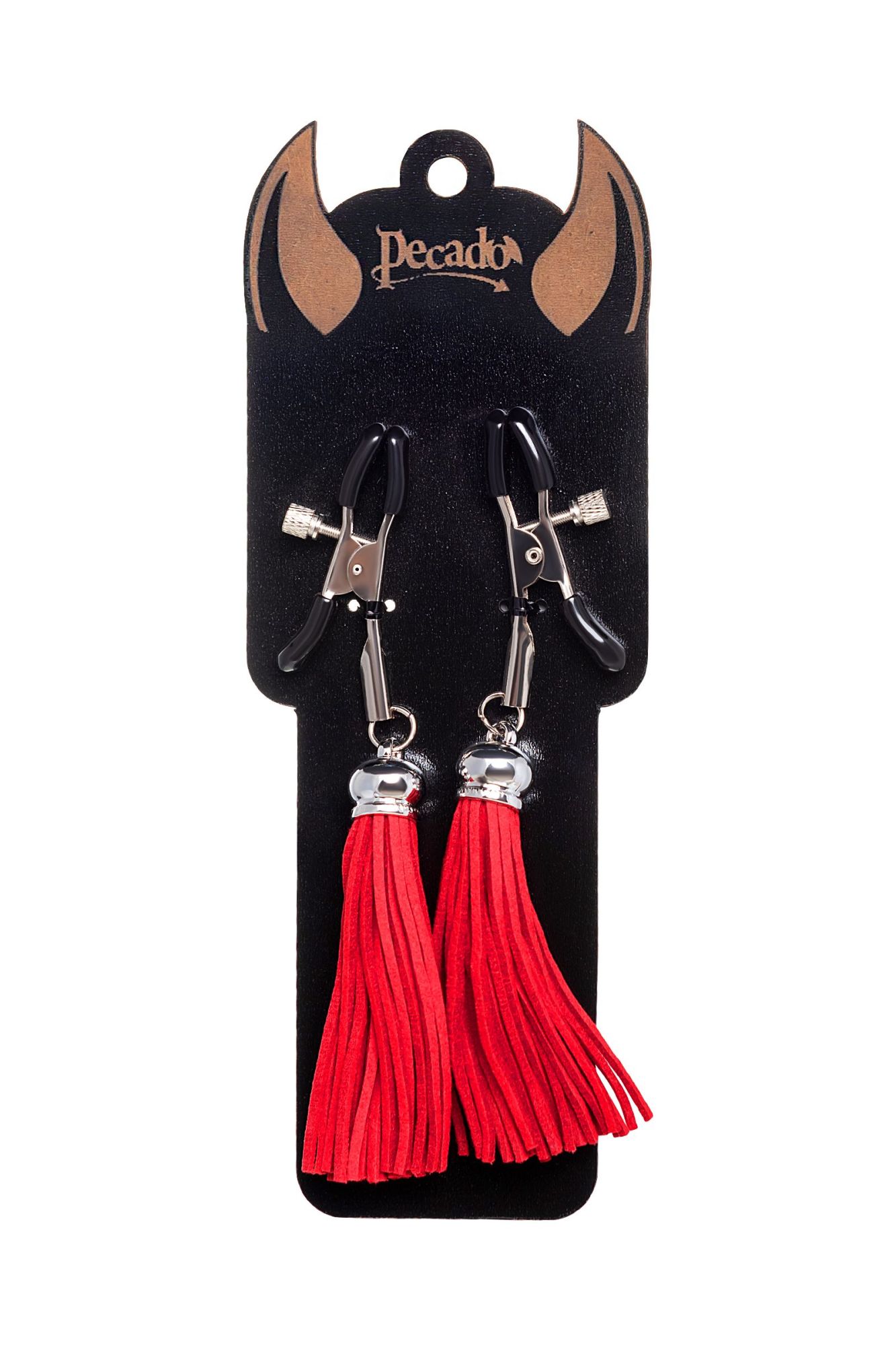 зажимы на соски pecado bdsm, «прищепки», с кисточками из замши, металл, красные в Воронеже