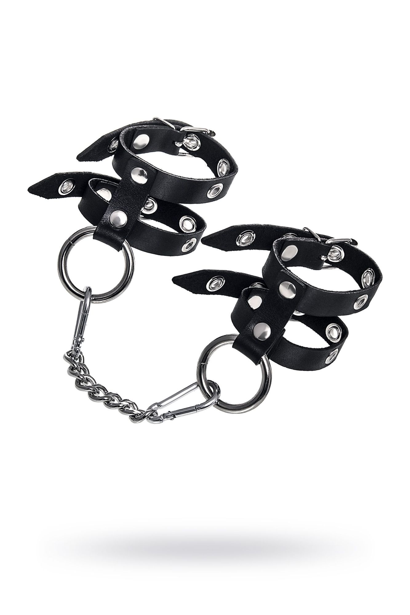 наручники pecado bdsm, однослойные из двух ремешков, натуральная кожа, черные в Воронеже