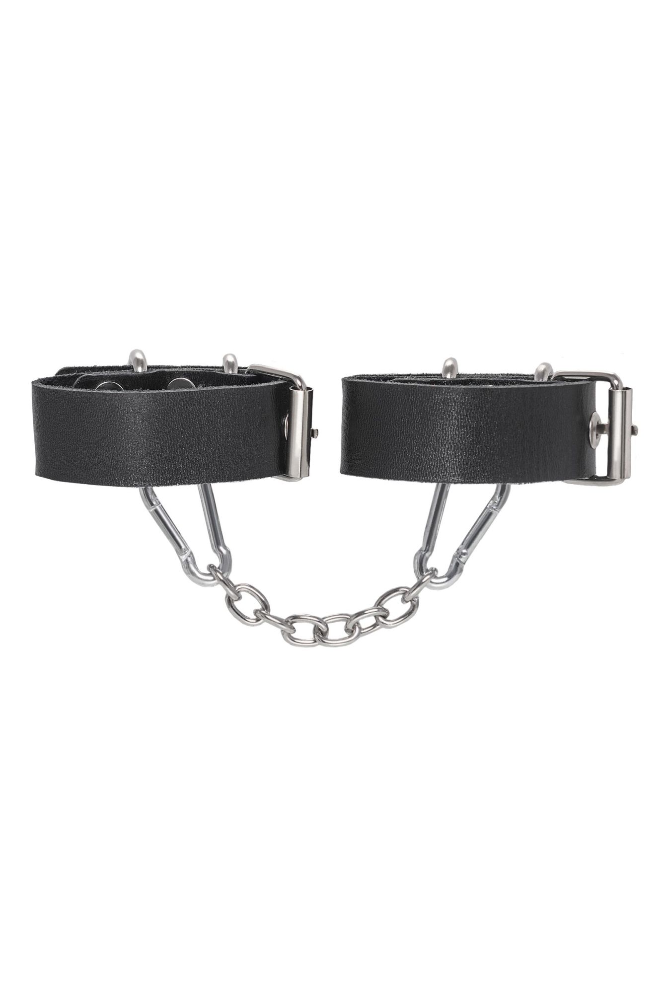 наручники-браслеты pecado bdsm, из одного ремешка с люверсами, натуральная кожа, чёрные в Воронеже