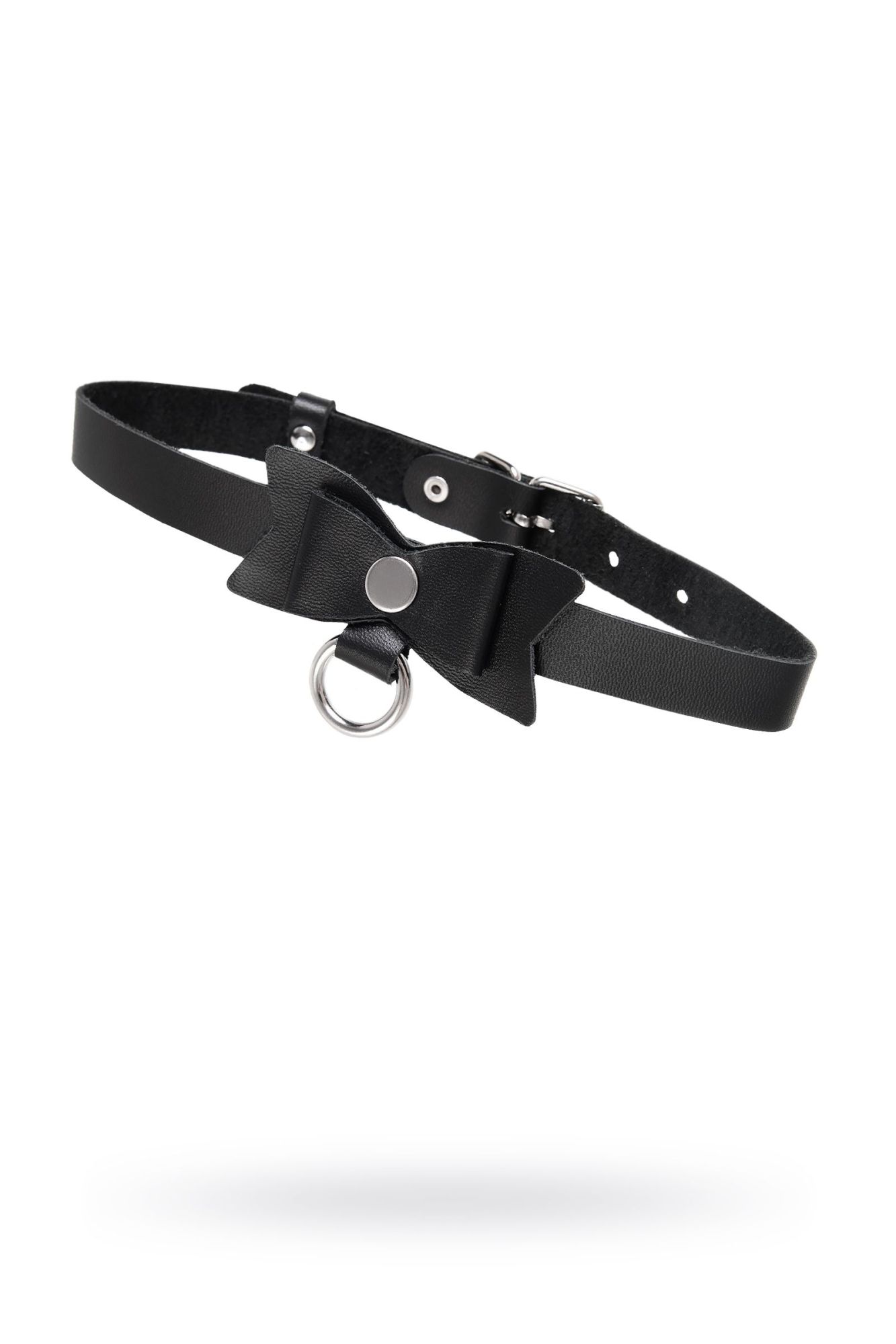 чокер-ошейник pecado bdsm, с бабочкой и колечком, натуральная кожа, чёрный в Воронеже