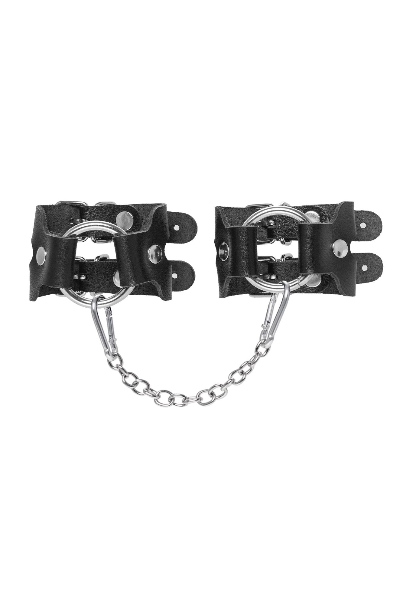 наручники-браслеты pecado bdsm, из двух ремешков, натуральная кожа, чёрные в Воронеже