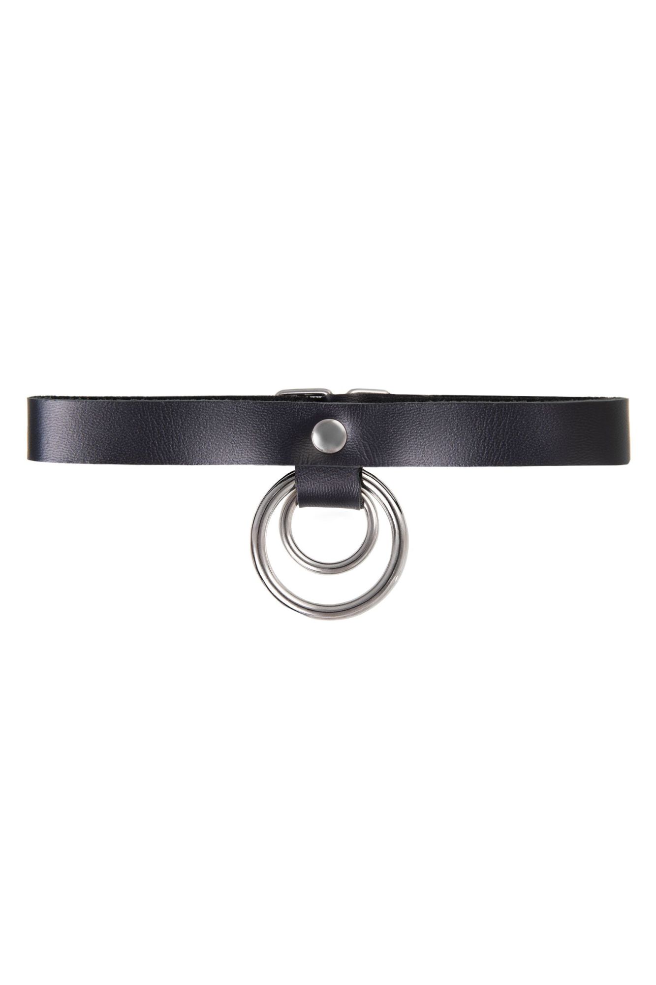 чокер-ошейник pecado bdsm, кольцо в кольце, натуральная кожа, чёрный в Воронеже