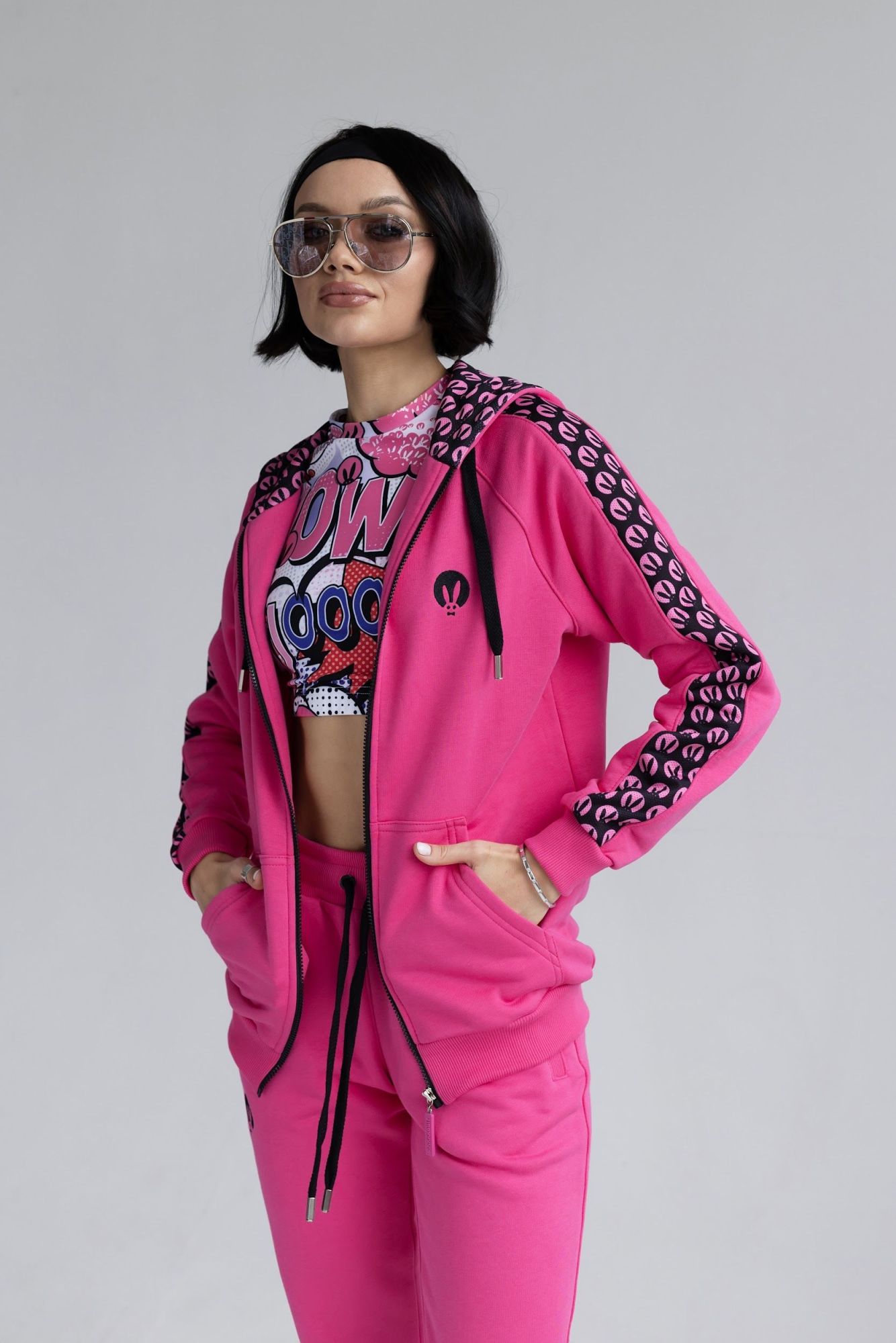 Костюм PinkRabbit из хлопкового футера, фуксия