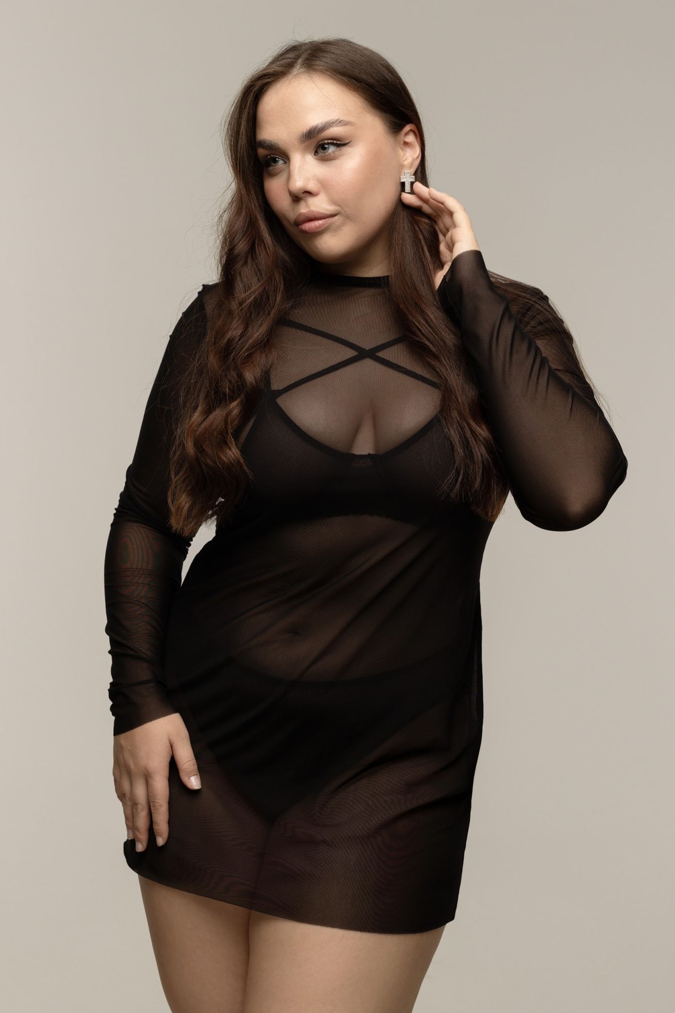 Эротическое платье pinkrabbit из эластичной сетки, чёрное в Воронеже