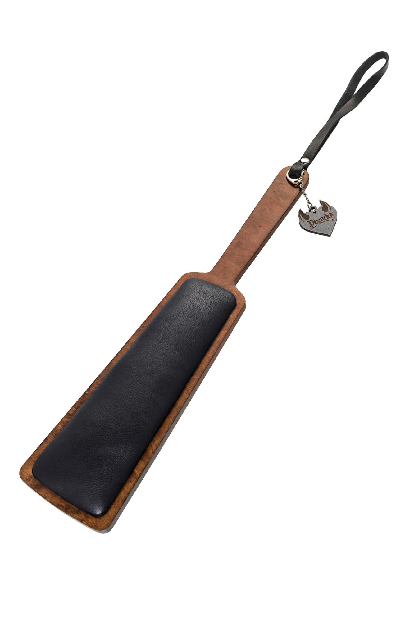 паддл pecado bdsm, прямоугольный с мягкой подушечкой, натуральная кожа и дерево, чёрный в Воронеже