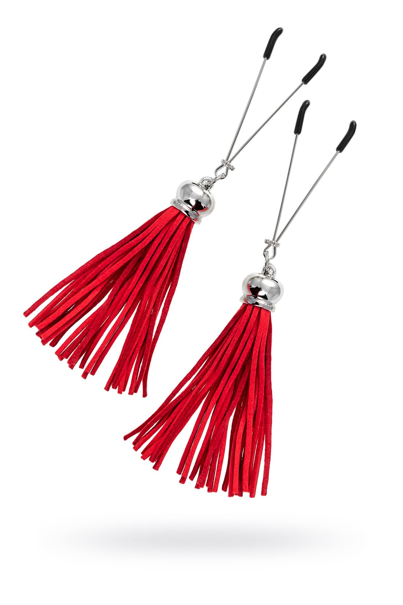 зажимы на соски pecado bdsm, «вилки», с кисточками из замши, металл, красные в Воронеже