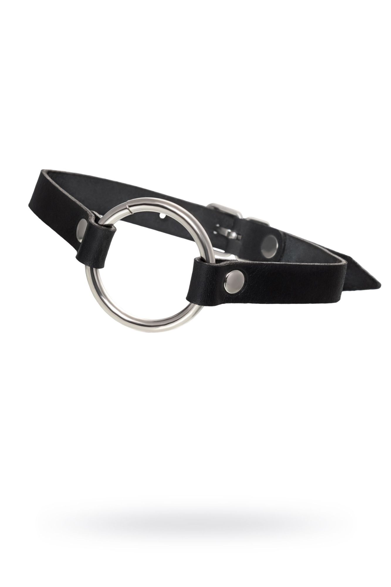 чокер pecado bdsm, с круглым кольцом, модель 1, натуральная кожа, черный в Воронеже