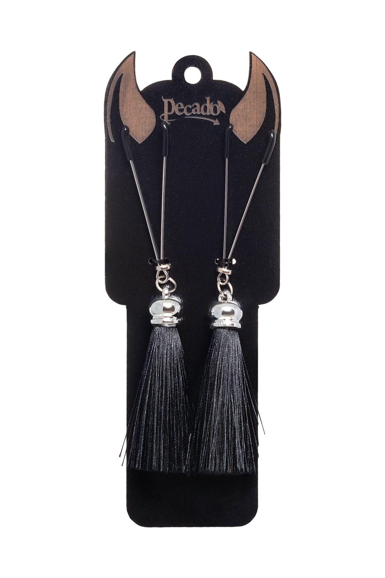 зажимы на соски pecado bdsm, «вилки», с кисточками из шелка, металл, черные в Воронеже