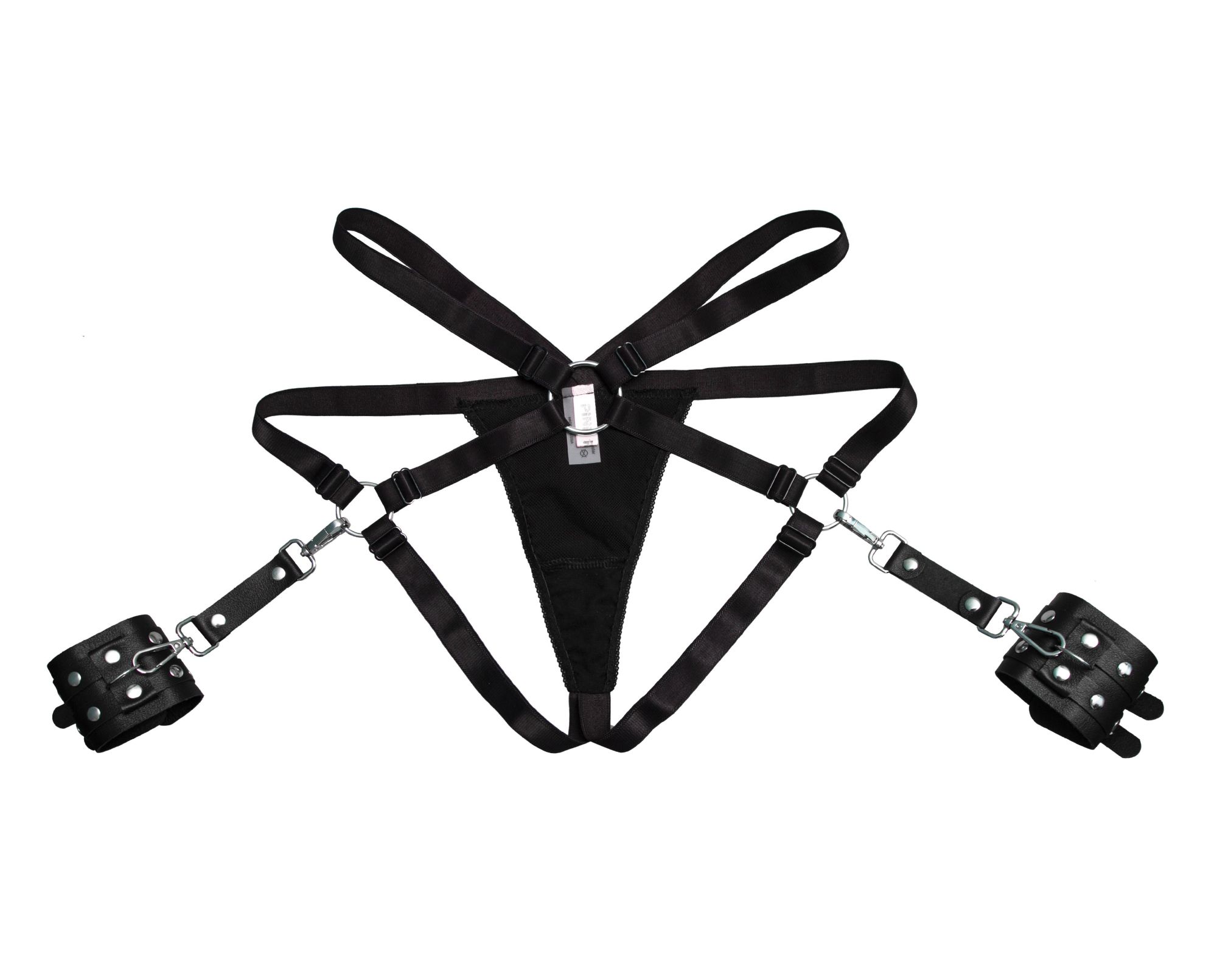 Трусы PinkRabbit с наручниками Kortni, чёрные