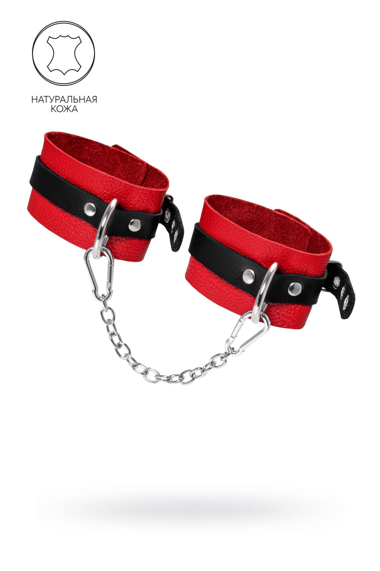 оковы pecado bdsm, мягкие, с одним ремешком с люверсами, натуральная кожа, красно-чёрные в Воронеже