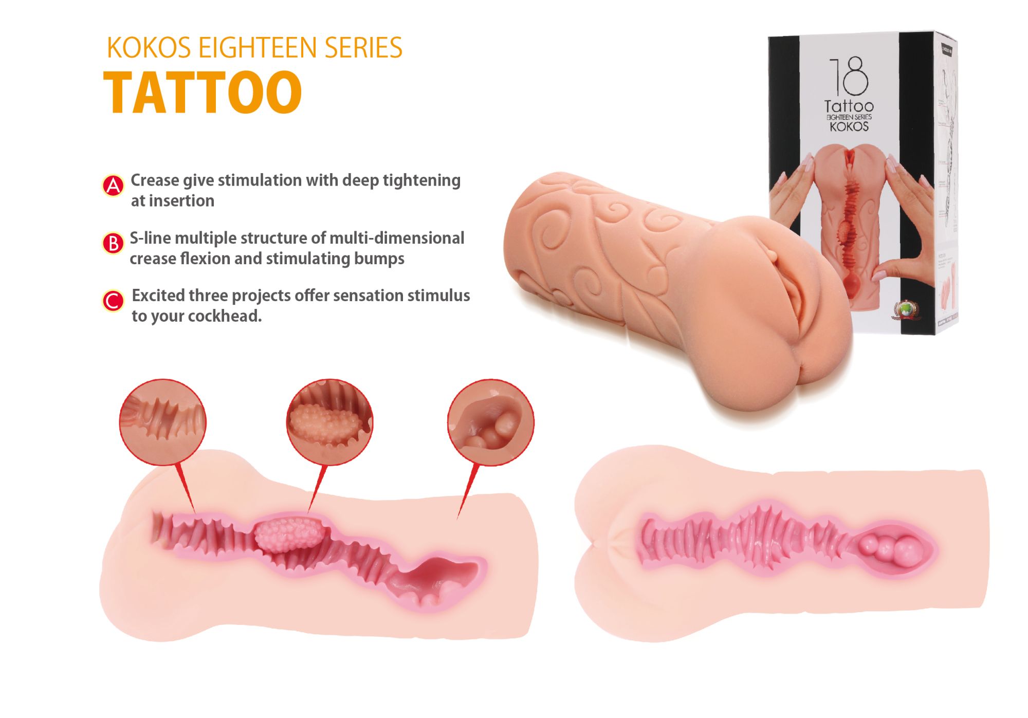 мастурбатор tattoo двойной слой телесный kokos m03-001-06d в Воронеже