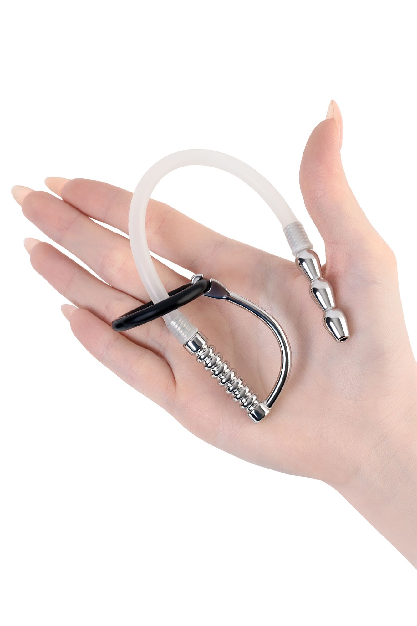 уретральный катетер metal by toyfa, со сменными фиксирующими кольцами, силикон, серебряный в Воронеже