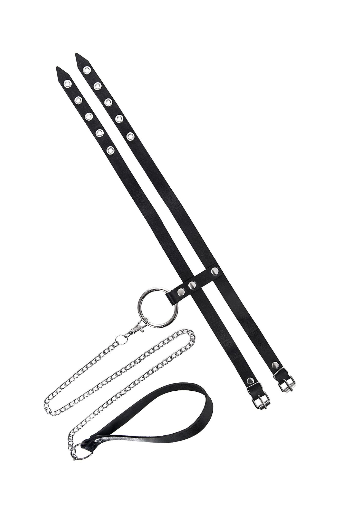 ошейник pecado bdsm, из двух ремешков, натуральная кожа, черный в Воронеже