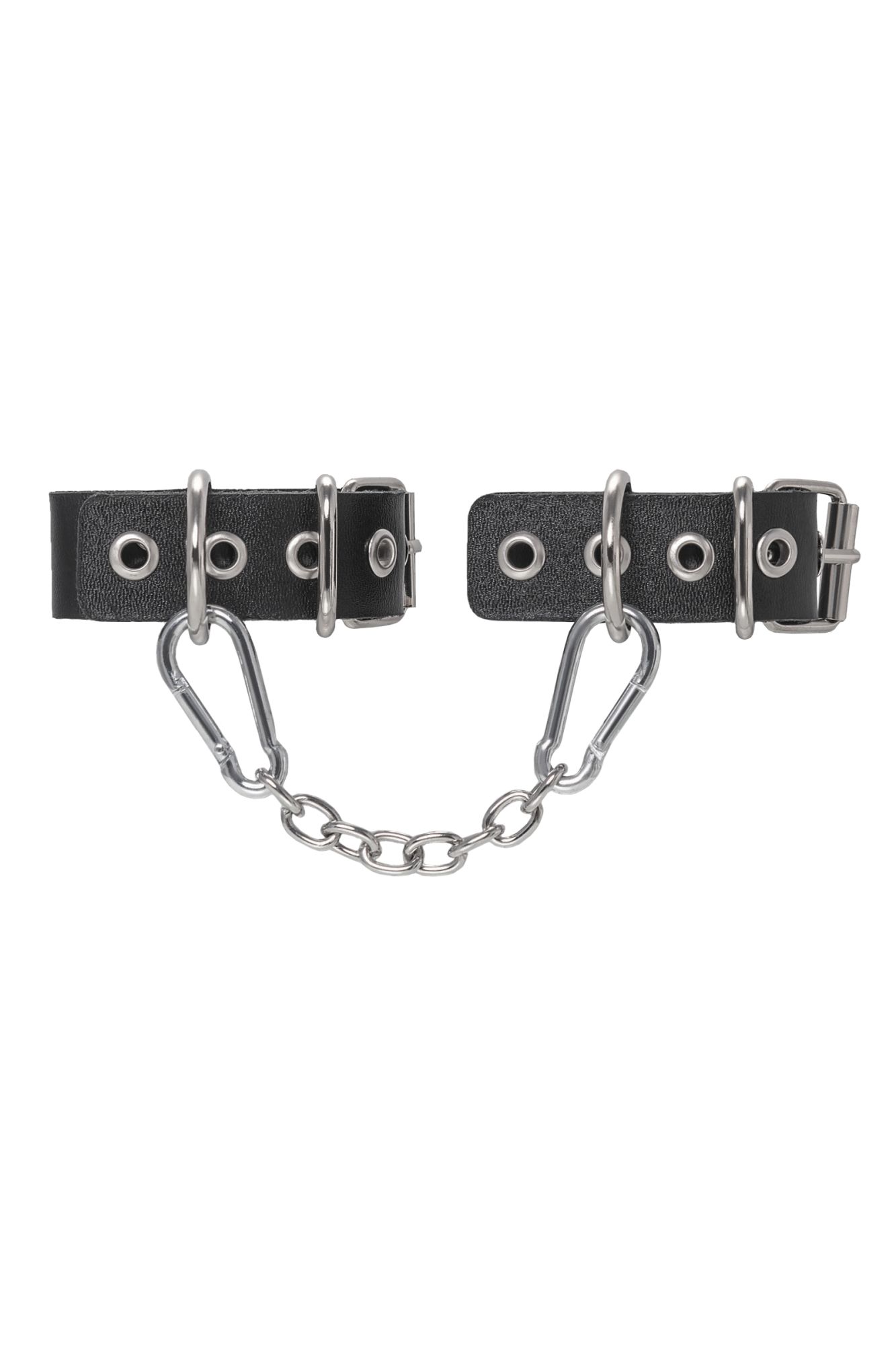 наручники-браслеты pecado bdsm, из одного ремешка с люверсами, натуральная кожа, чёрные в Воронеже