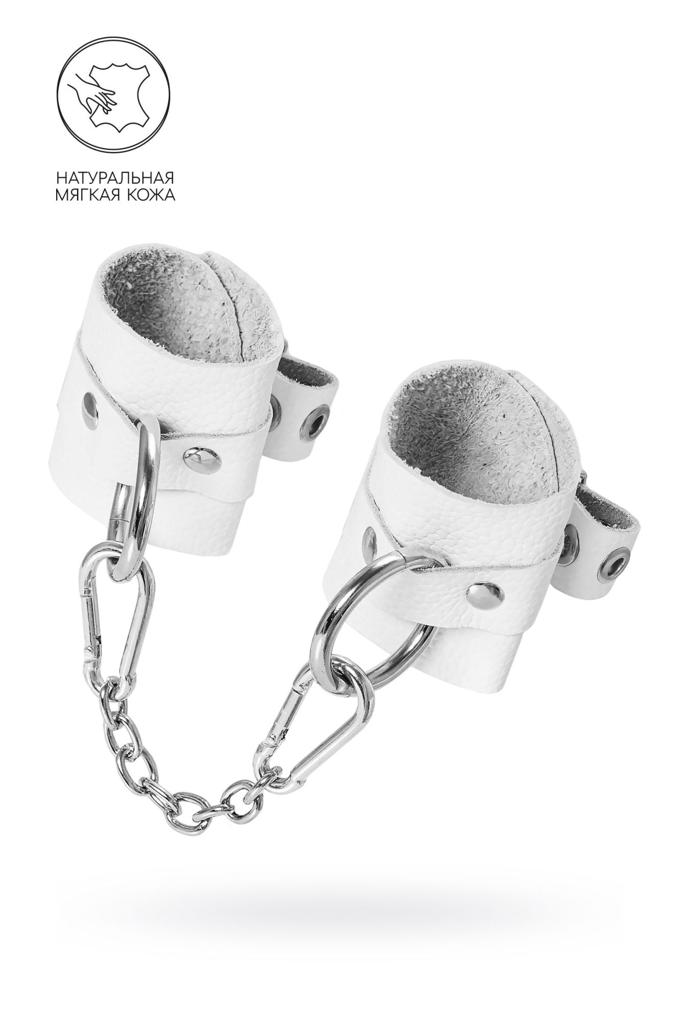 наручники pecado bdsm, мягкие с люверсами, натуральная кожа, белые в Воронеже